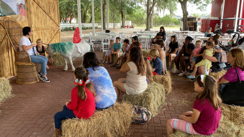 Reading event of i'm a unicorn with one red wing at the horse power ranch in Geneva